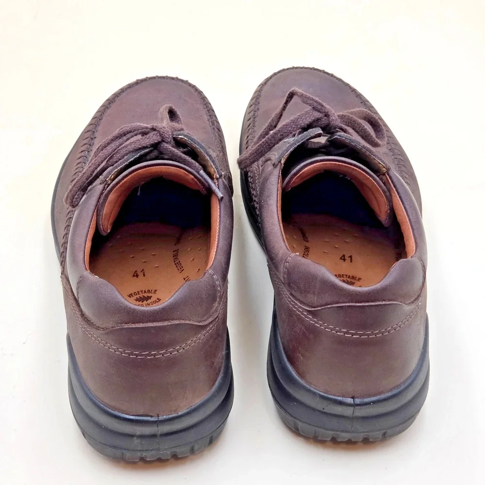 ECCO Fusion Men's Brown Leather Moc Toe Oxford Walking Shoes EU 41 US 7.5